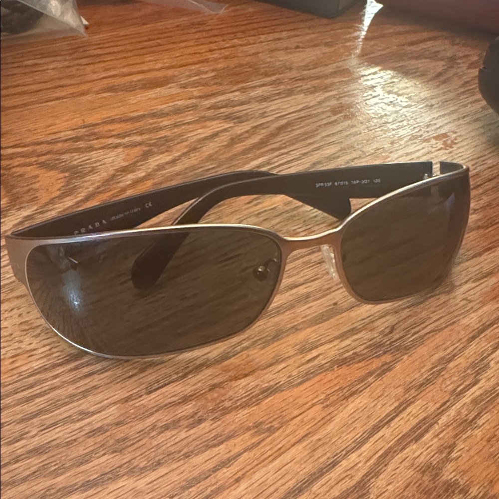 PRADA SPR53F Sunglasses in color 5AV1A1 Black and Silver Men's Sunglasses